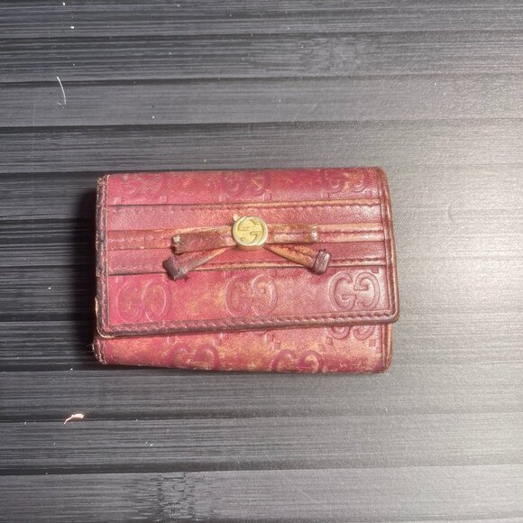 Gucci Red Guccisima Card/Key Case - Picture 1 of 3